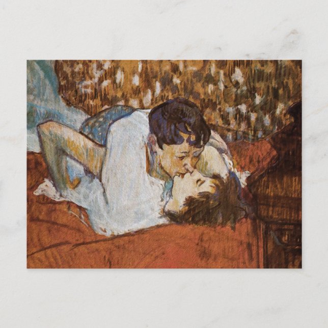 Carte Postale Le baiser - par Henri de Toulouse-Lautrec (Devant)