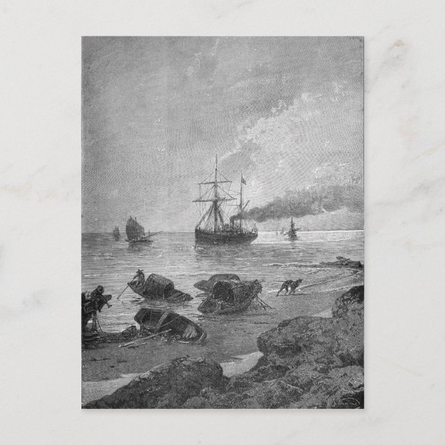 Carte Postale Le bateau à vapeur Vladivostok sur le fleuve Yangt (Devant)