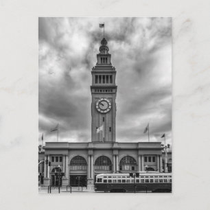 Carte Postale Le bâtiment Ferry, San Francisco monochrome