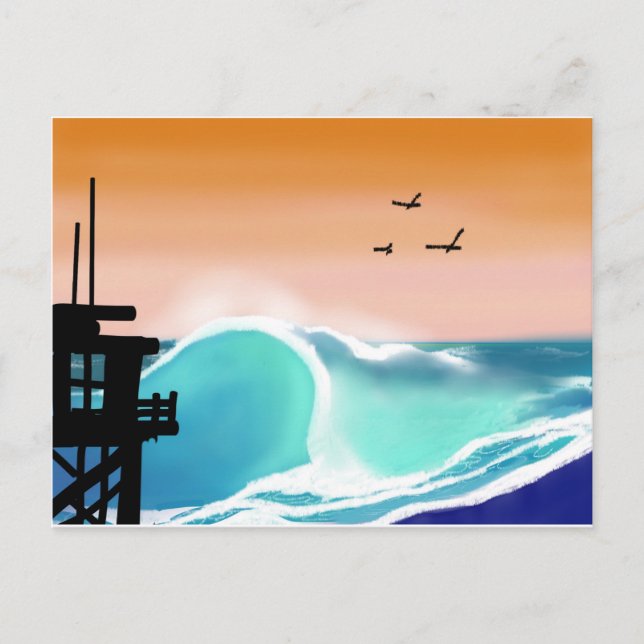 Carte Postale Le Beach Tower et le Surf (Devant)