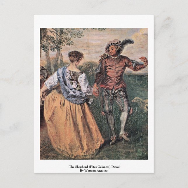 Carte Postale Le Berger (Fêtes Galantes) Détail (Devant)