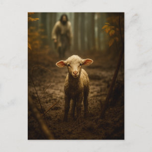 Carte Postale Le Bon Berger et l'Agneau Perdu – Jésus & Agneau