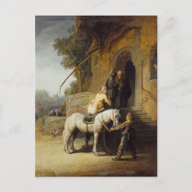 Carte Postale Le Bon Samaritain par Rembrandt (Devant)