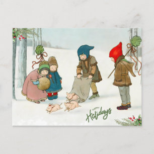 Carte Postale Le Bonheur de l'hiver, Vintage