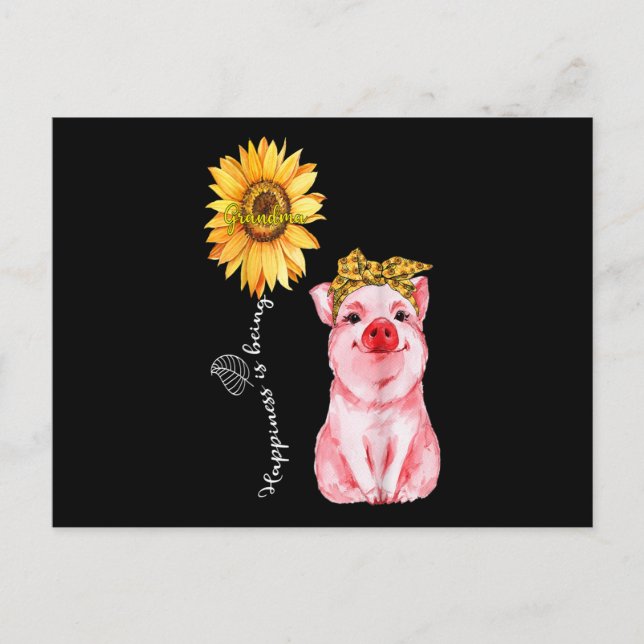 Carte Postale Le Bonheur Est Grandma - Jote Cochon Tournesol Mo (Devant)