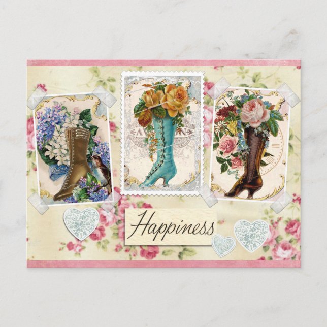 Carte Postale Le bonheur est Victorian Steampunk Boots Postcard (Devant)