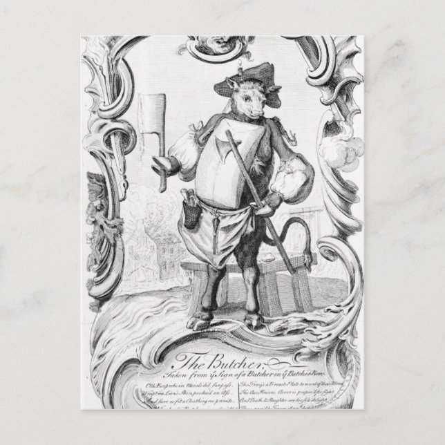 Carte Postale Le boucher, publié en 1746 (Devant)