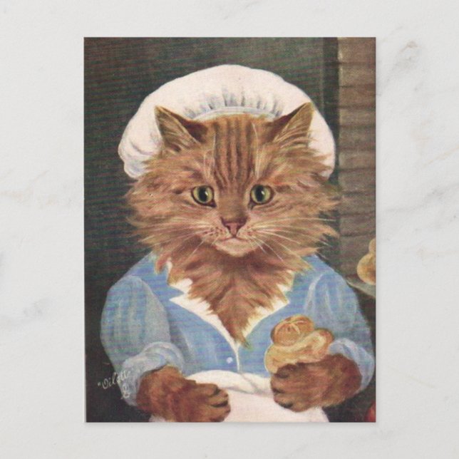 Carte Postale Le boulanger chat (Devant)
