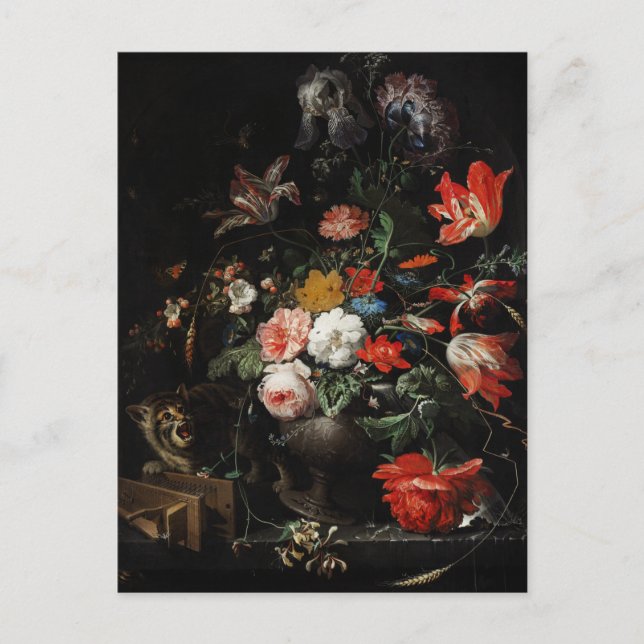 Carte Postale Le Bouquet Renversé par Abraham Mignon (Devant)