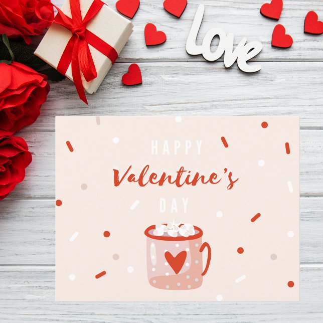 Carte Postale Le cacao chaud de la Saint-Valentin avec Confetti  (Créateur téléchargé)