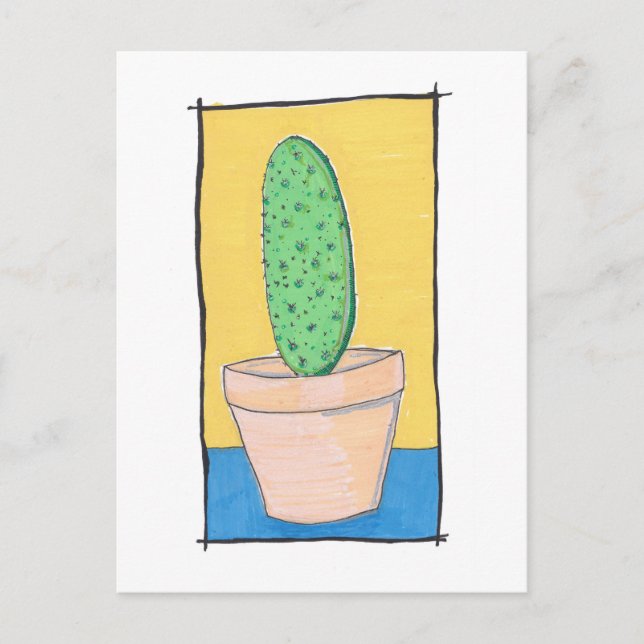 Carte Postale Le cactus - dessin original - poire épineuse - art (Devant)