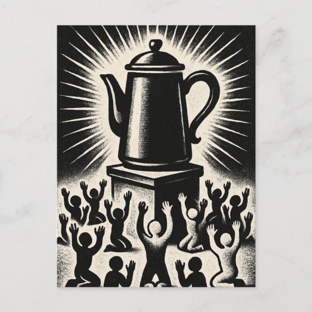 Carte Postale Le café est ma religion – Adorez le café (Devant)