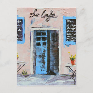 Carte Postale Le Cafe, Palette Couteau Peinture à l'huile