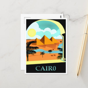 Carte Postale Le Caire, affiche de voyage vintage en Egypte