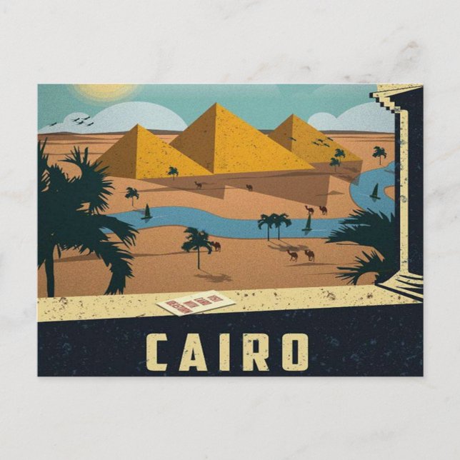 Carte Postale Le Caire Égypte ancienne Pyramides Voyage rétro vi (Devant)