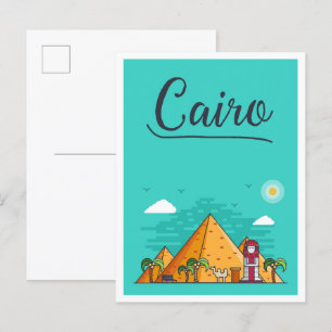 Carte Postale Le Caire Egypte Illustration de voyage d'art