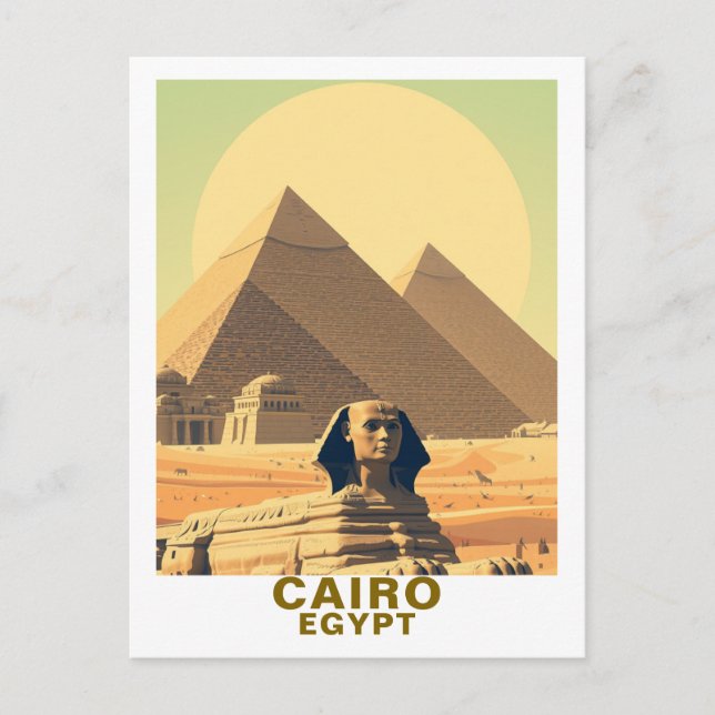 Carte Postale Le Caire Egypte Pyramides & Sphinx Voyage (Devant)