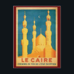 Carte Postale Le Caire vintage, Egypte Publicité de voyage<br><div class="desc">Affiche vintage de voyage ferroviaire pour Le Caire,  Egypte.</div>