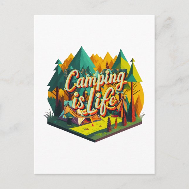 Carte Postale Le camping est la vie (Devant)