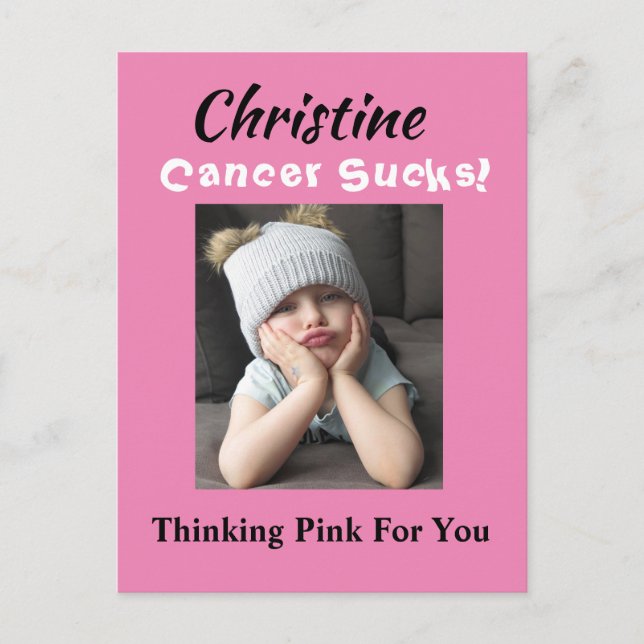 Carte Postale Le cancer c'est nul ! Pensée rose Bien-être contre (Devant)
