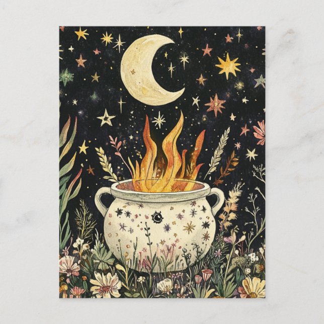 Carte Postale Le Cauldron de cuisine aux flammes (Devant)