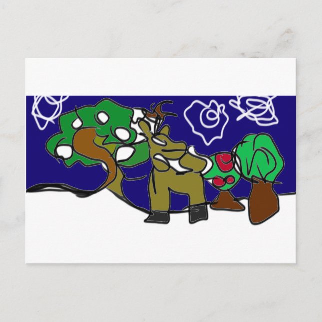Carte Postale Le cerf aime l'hiver (Devant)