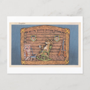 Carte Postale Le cerf comme chasseur Drôle Vintage