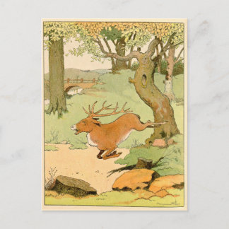 Carte Postale Le cerf de Virginie boulonne dans la forêt