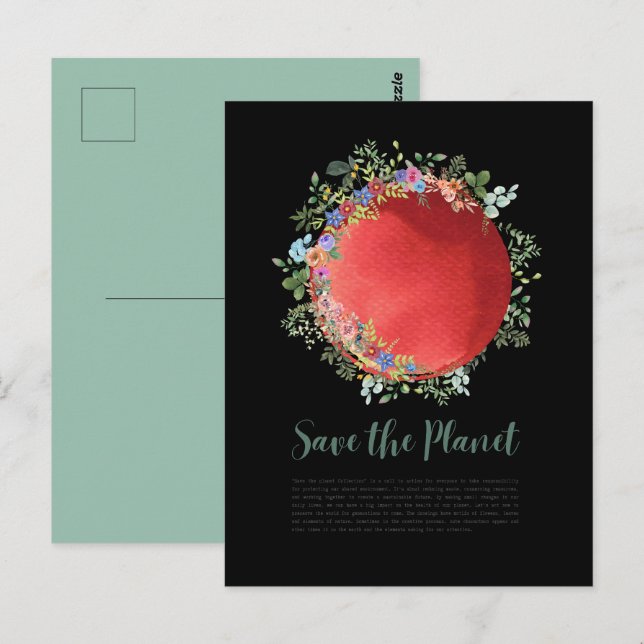 Carte Postale Le changement climatique sauve la planète, Jour de (Devant / Derrière)