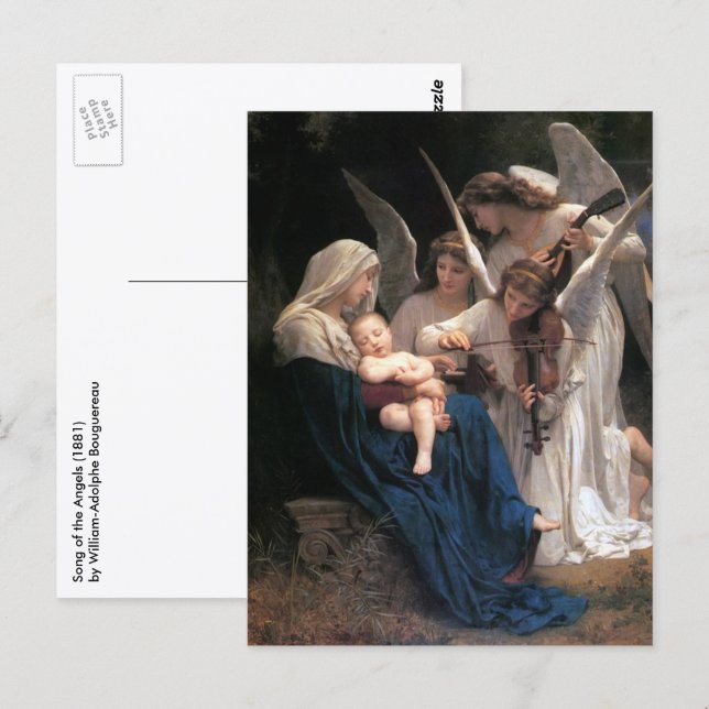 Carte Postale Le Chant des Anges (1881) de Bouguereau (Devant / Derrière)
