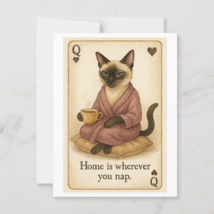 Carte Postale Le chat boit du café