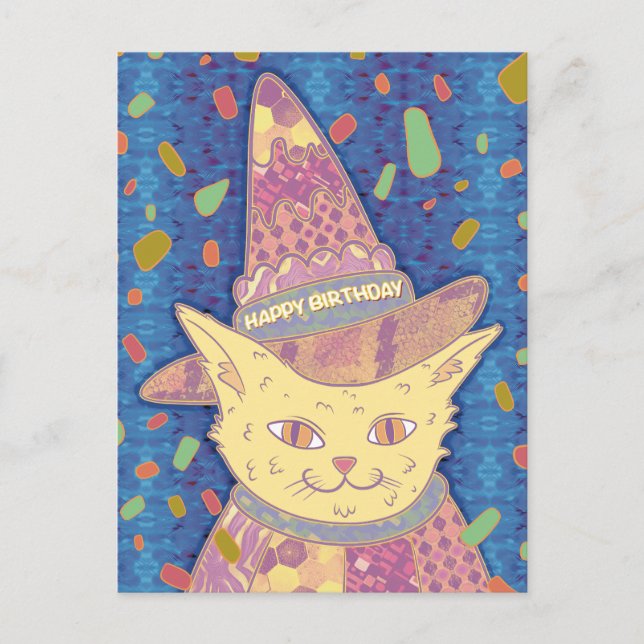 Carte Postale Le Chat d'anniversaire (Devant)