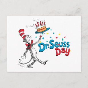 Carte Postale Le chat dans le Casquette   Dr Seuss Day