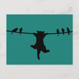 Carte Postale Le chat dépend du cordon d'alimentation