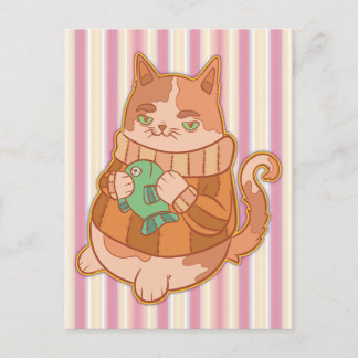 Carte Postale Le Chat et Poisson