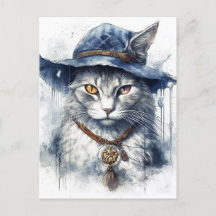Carte Postale Le chat familier des sorcières