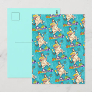 CARTE POSTALE LE CHAT HISS N' FITZ EN TENUE D'ANNIVERSAIRE, GATE
