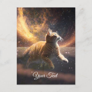 Carte Postale Le chat joue avec les étoiles.
