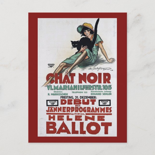 Carte Postale Le chat noir, Mariahilferstraße, Vienne Vintage (Devant)