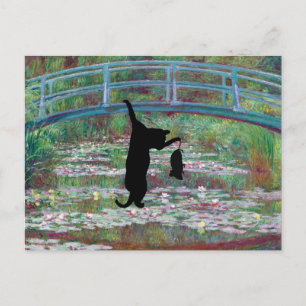 Carte Postale Le chat noir pendu et la souris