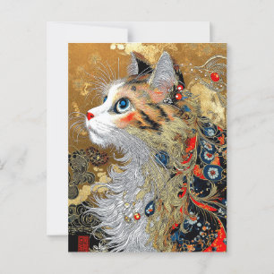 Carte Postale Le chat Zen Vintage japonais Ukiyo-e