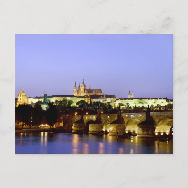 Carte Postale Le Château de Prague et le Pont Charles à Dusk (Devant)