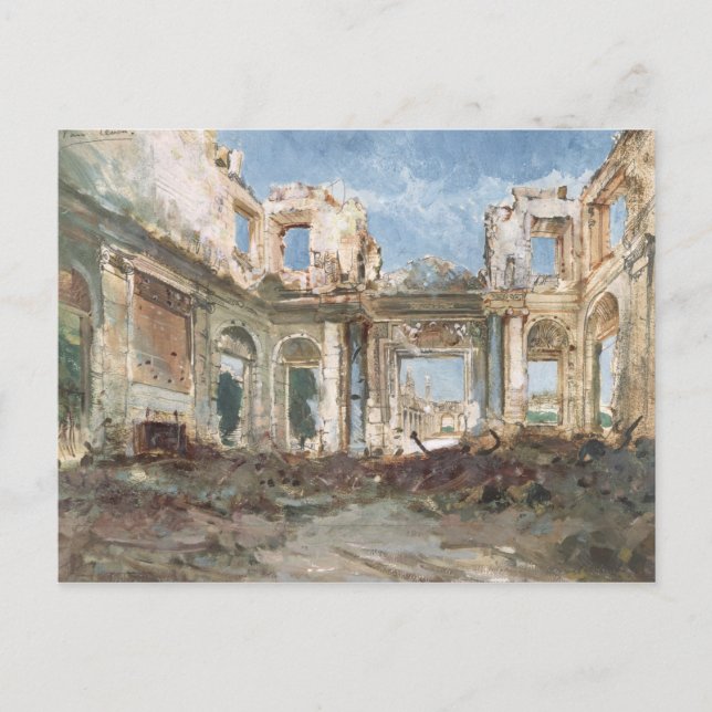 Carte Postale Le château de Saint-Cloud après l'incendie (Devant)