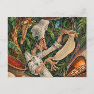 Carte Postale Le Chef Pizza dans une Cuisine de Jungle