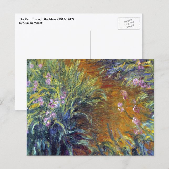 Carte Postale Le Chemin à travers les Iris par Claude Monet (Devant / Derrière)