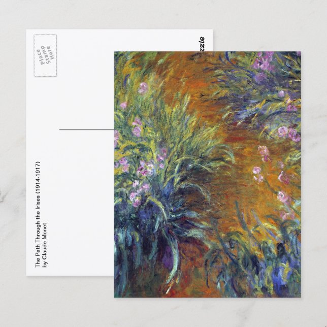 Carte Postale Le chemin à travers les iris par Claude Monet (Devant / Derrière)