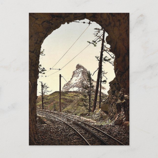 Carte Postale Le chemin de fer Gornergrat, le Cervin du tunnel (Devant)