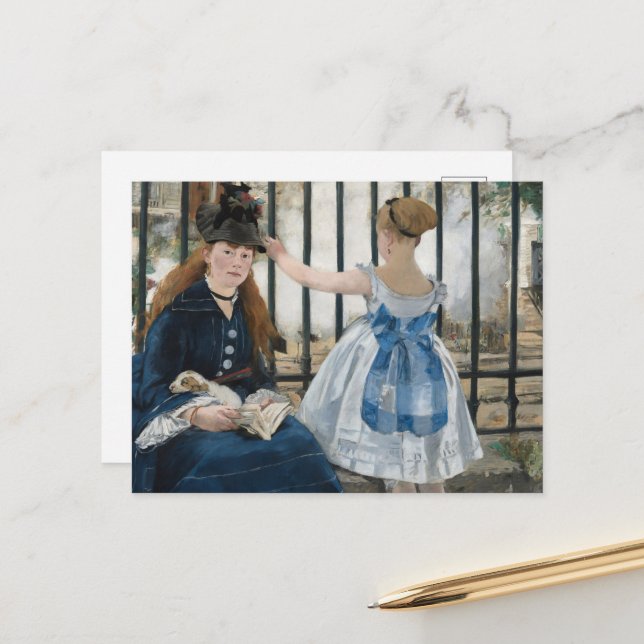 Carte Postale Le Chemin de fer par Eduard Manet, Art (Devant/Arrière en situation)