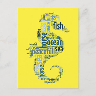 Carte Postale Le cheval de mer comme un nuage de mots