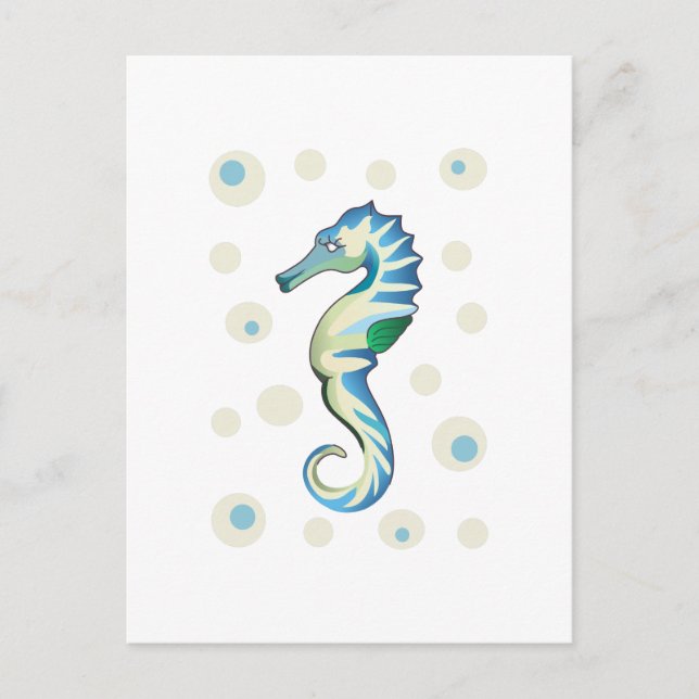 CARTE POSTALE LE CHEVAL DE MER ET LES BULLES (Devant)